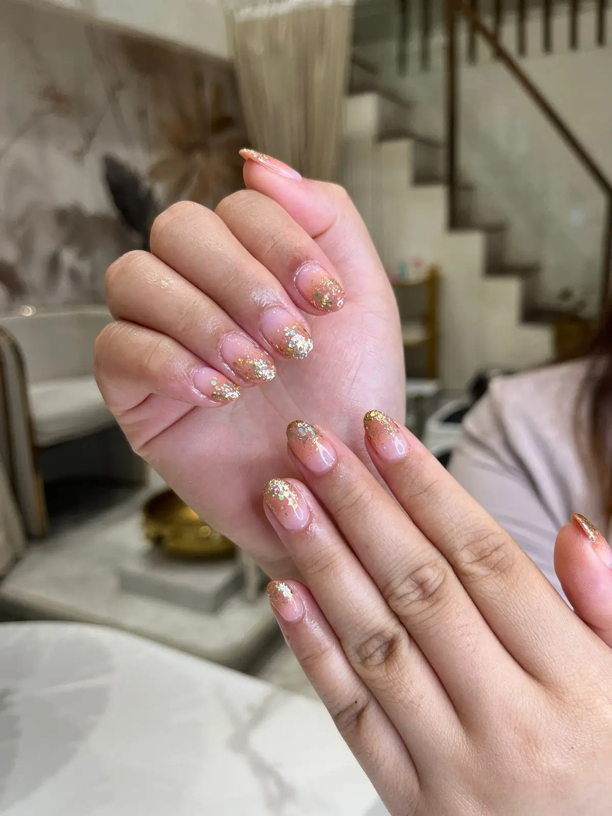 Nail Extensions 7 Gel Polish With Glitter Nail Art